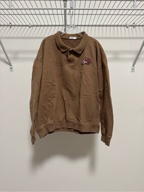 Coco Blanc Kids Dark Tan Polo Sweatshirt with Patch Size 12